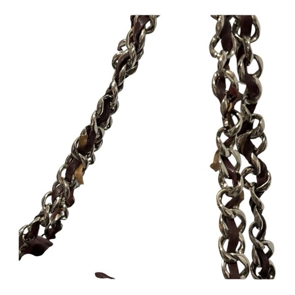 Vintage Leather Suarez Shoulder Bag Burgundy Braided Chain Strap Medium - Picture 9 of 16